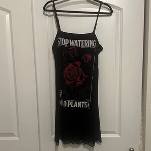 Killstar Black Top with Red Rose and Text Design